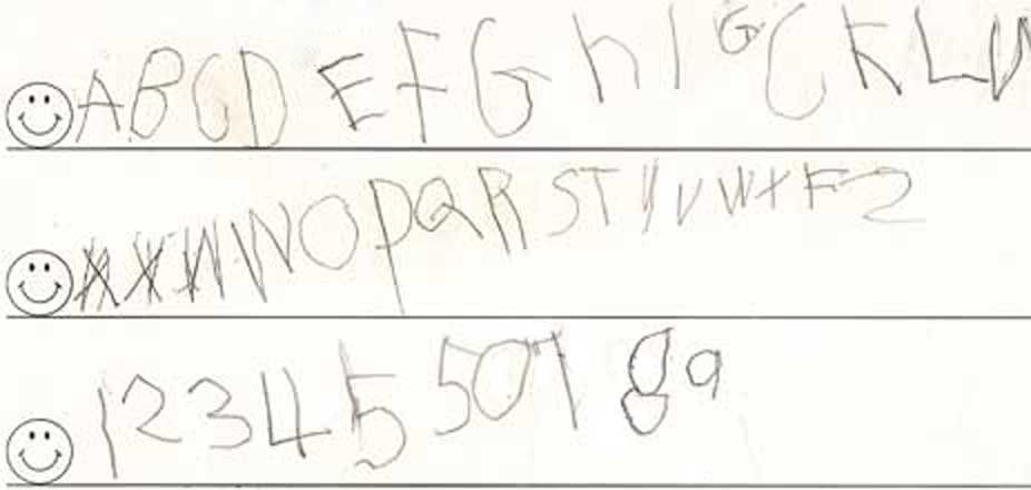 Child's handwriting sample
